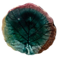 English Majolica Leaf Butter Pat circa 1890