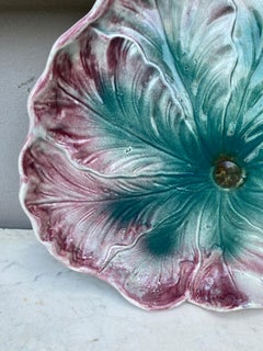 French Majolica Leaves Platter Circa 1890