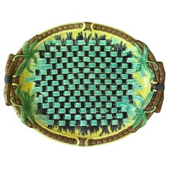 English Majolica Napkin Platter Wedgwood