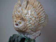 English Majolica Owls and Squirrel Vase