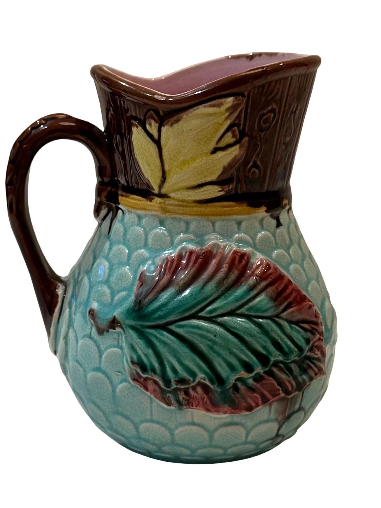 Late 19th Century English Majolica Pitcher For Sale