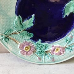 English Majolica Wild Rose Wall Platter, circa 1890