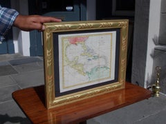 English Map of West Indies with a Gilt Wood Frame Under Glass, Late 19th Cent
