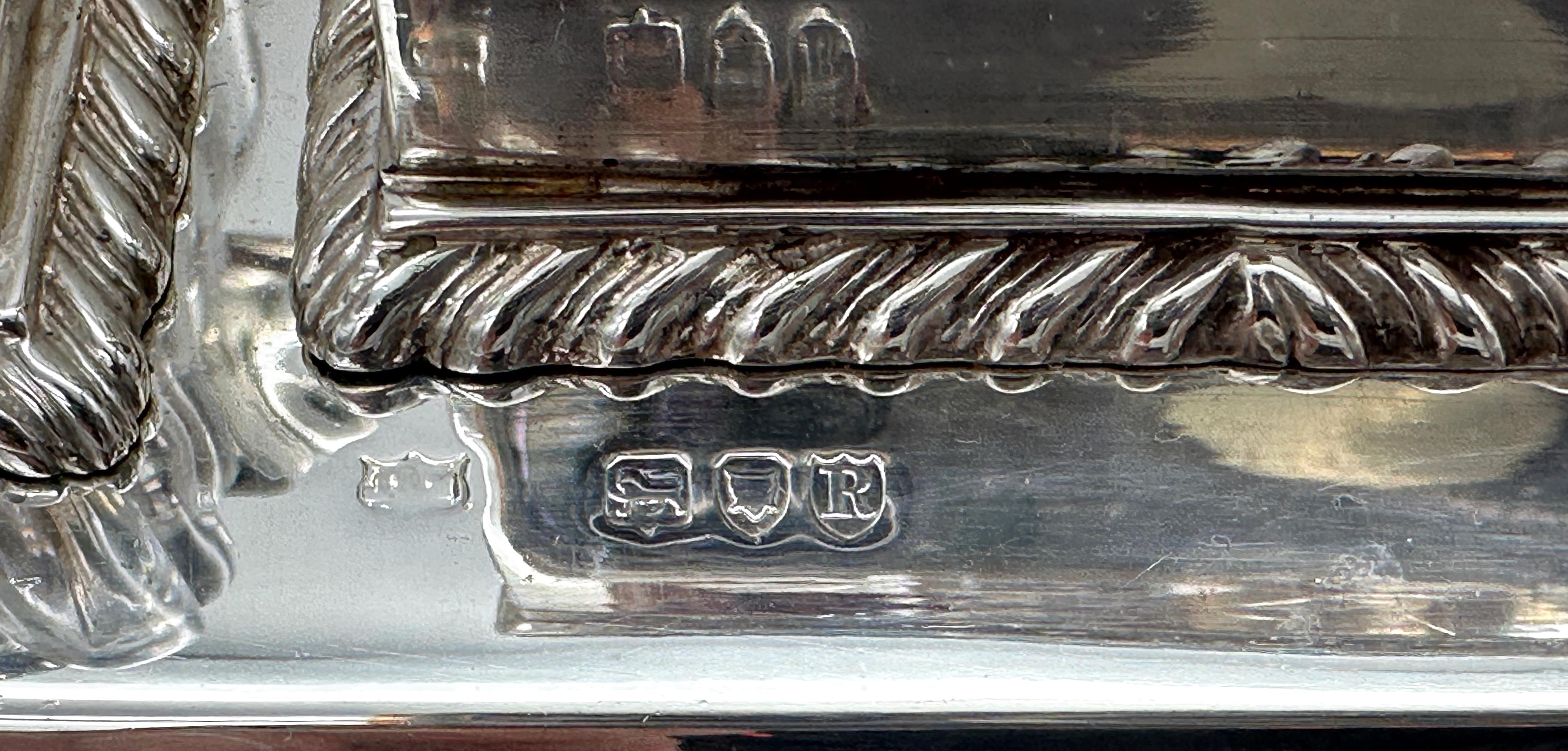 English Mappin & Webb Sterling Silver Georgian Style Double Inkwell, London 1892 For Sale 1