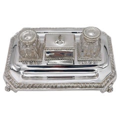 Calamaio doppio in argento sterling Mappin & Webb, stile georgiano, Londra 1892