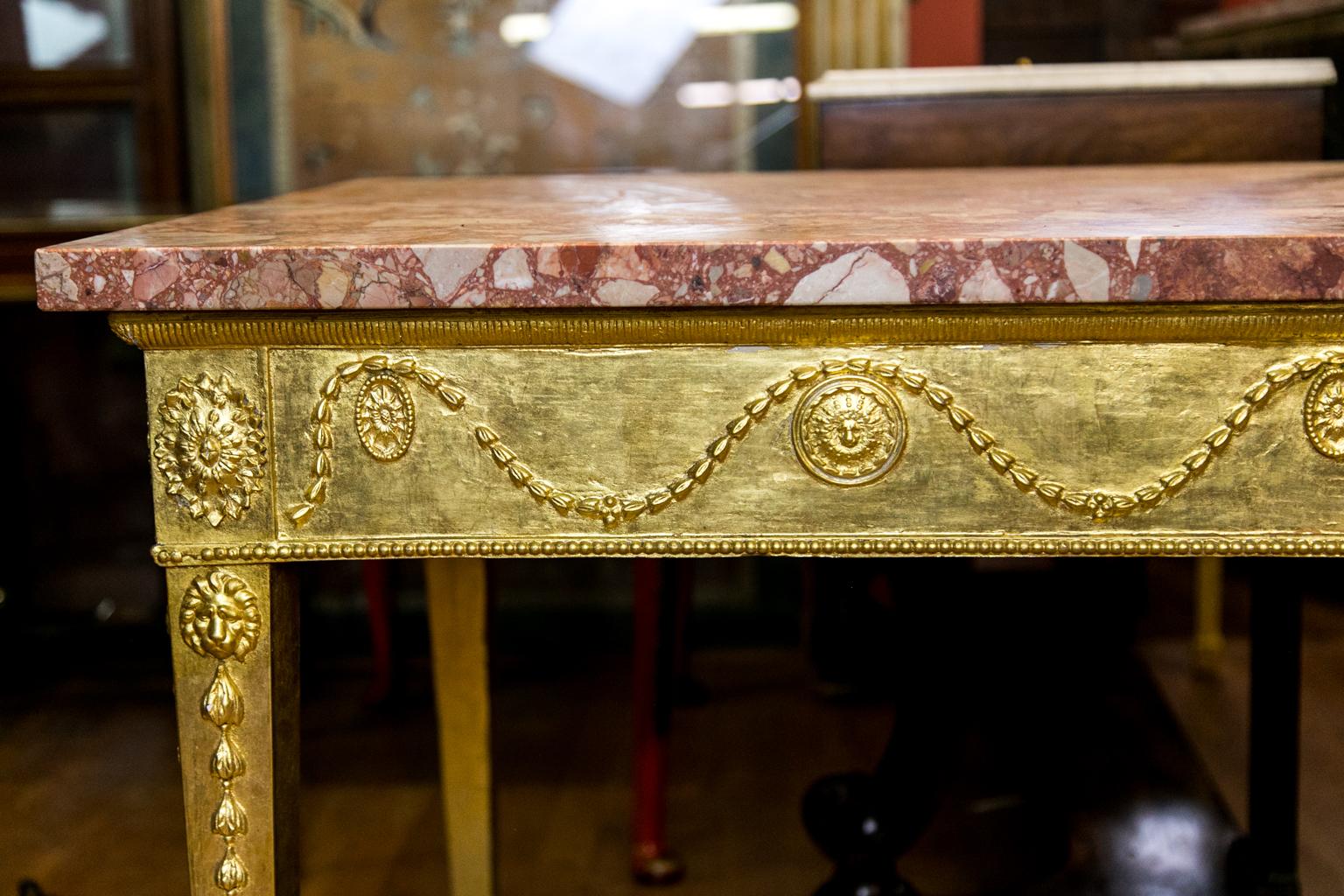 English Marble Gilt Console Table In Good Condition For Sale In Wilson, NC
