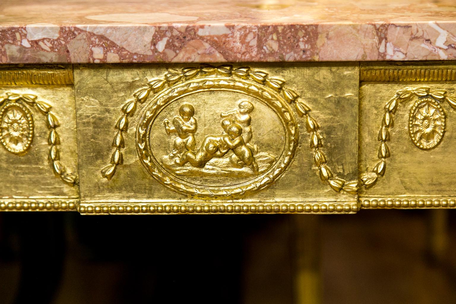 Mid-19th Century English Marble Gilt Console Table For Sale