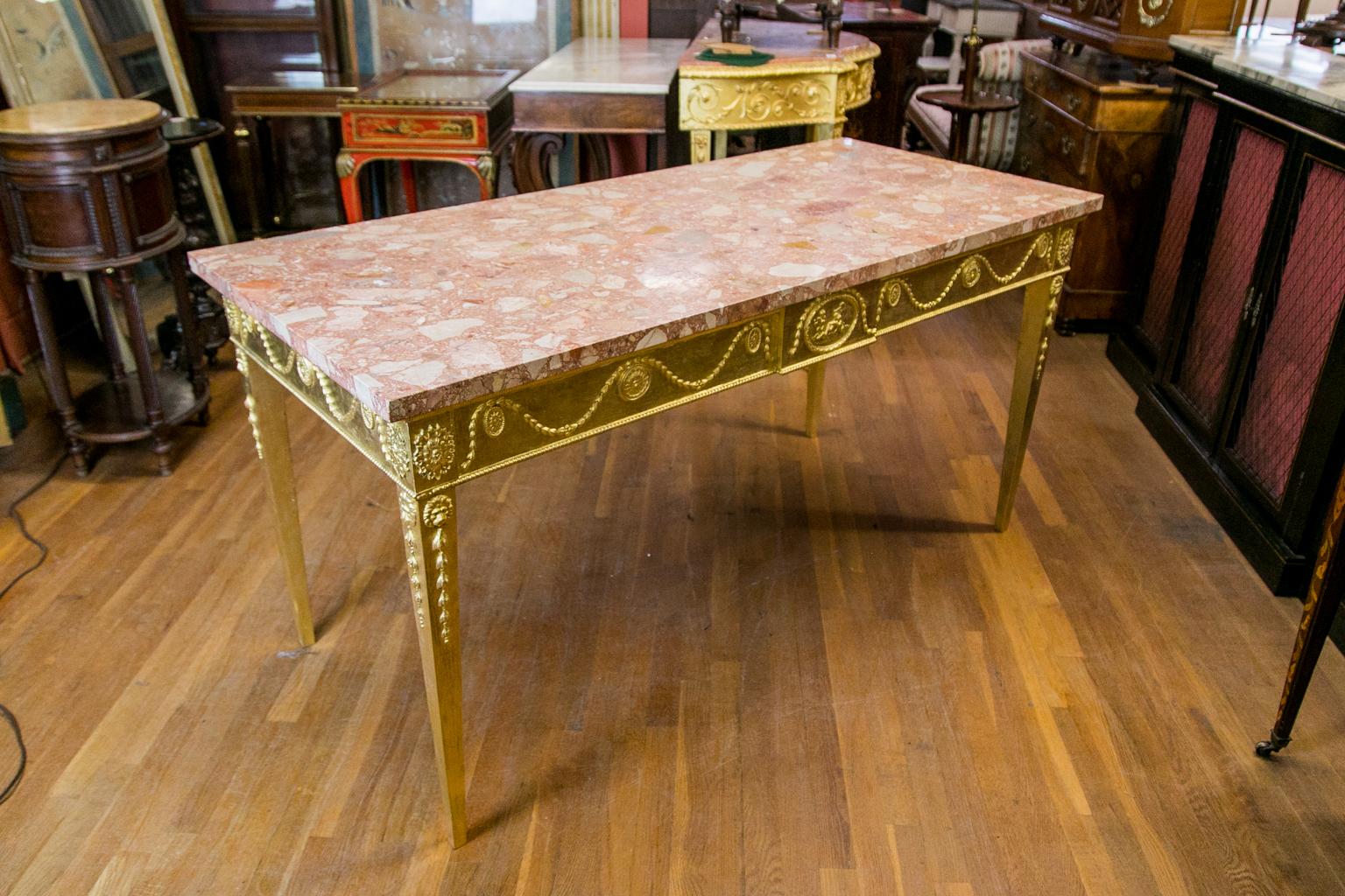 English Marble Gilt Console Table 3