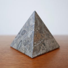 English Marble Stone Paperweight Pyramid Desk Curio