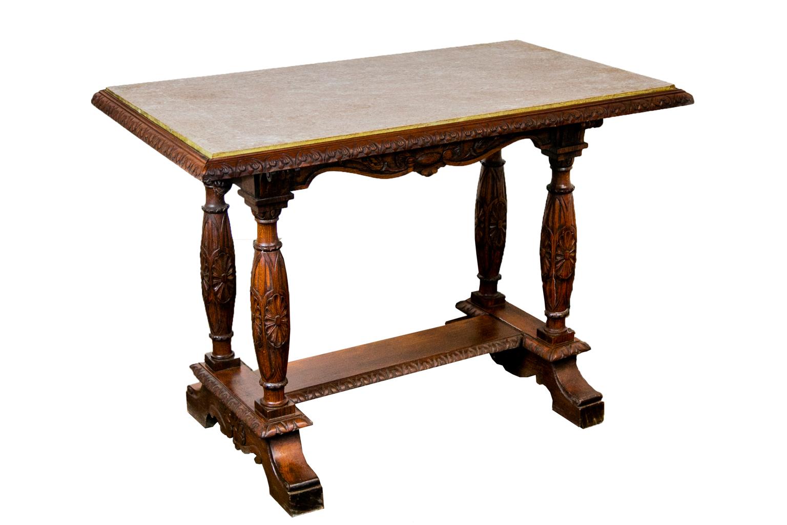 English Marble Top Center Table For Sale 1