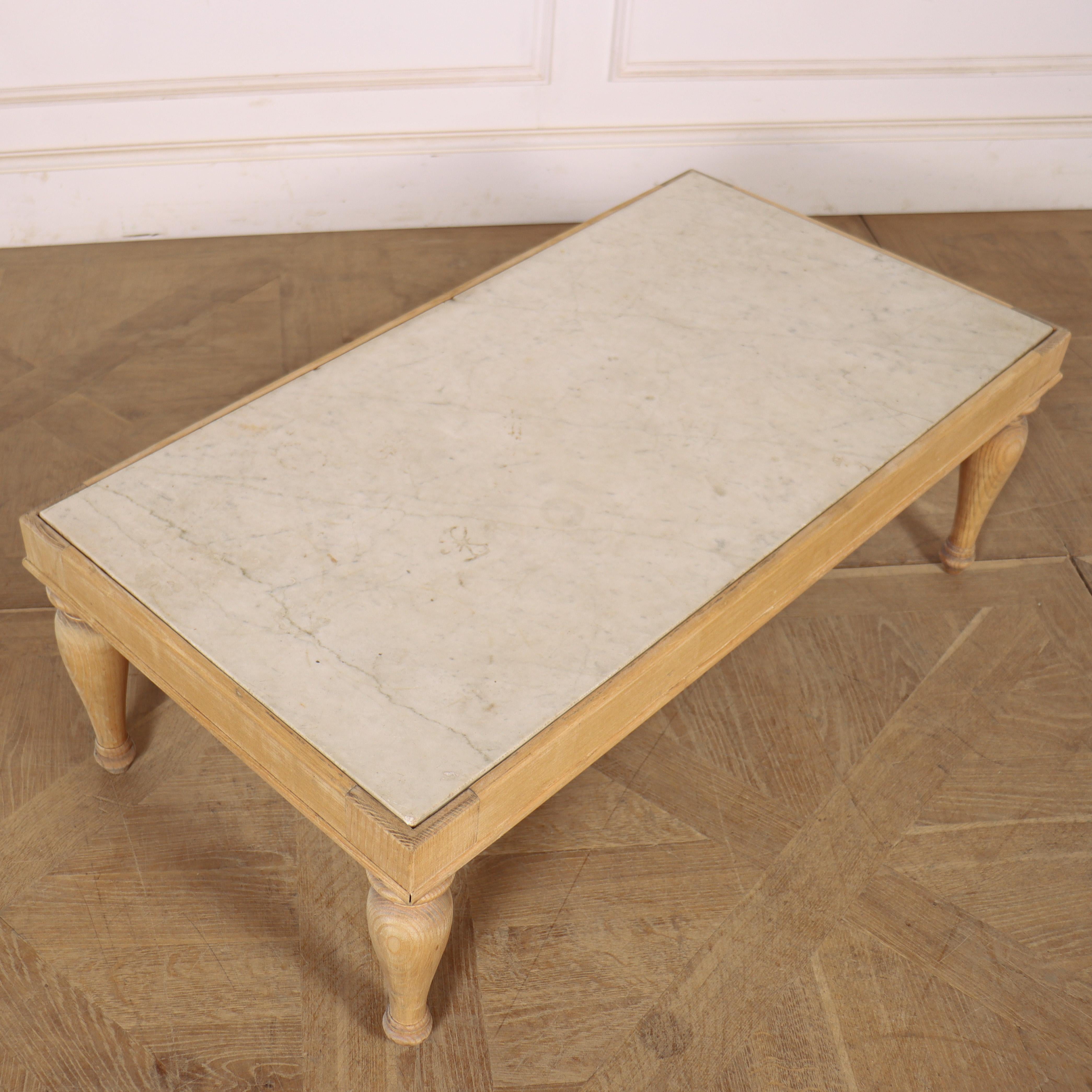 Bleached English Marble Top Coffee Table For Sale