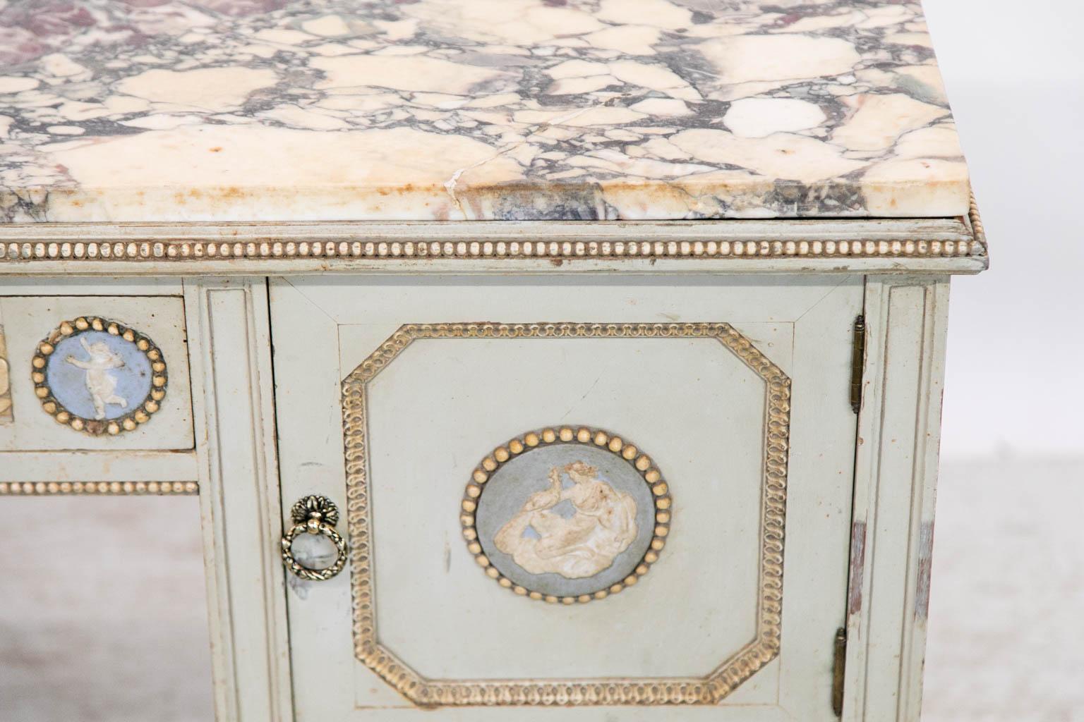 Anglais Table console anglaise à plateau en marbre en vente