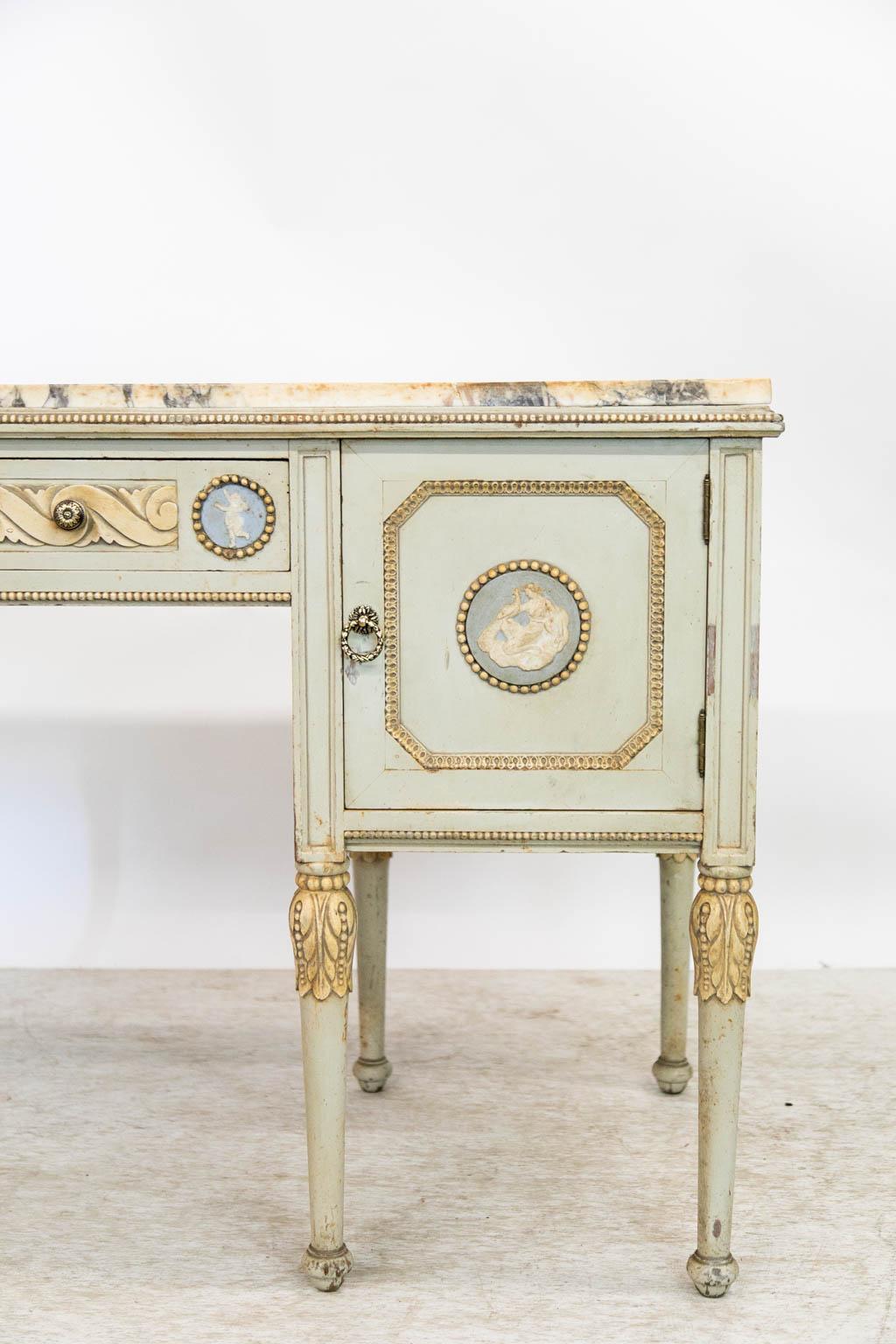 Early 20th Century English Marble Top Console Table For Sale