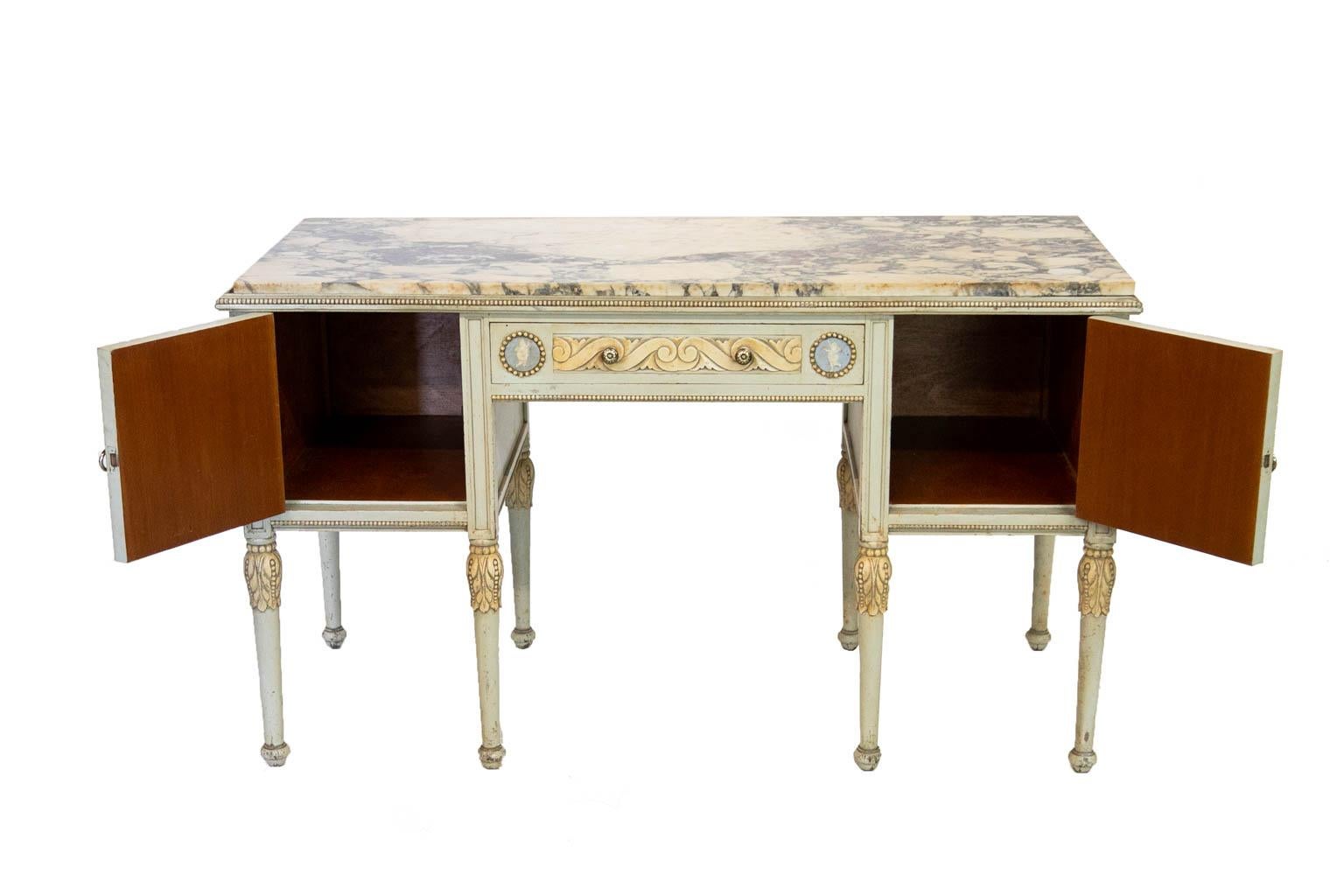 Début du 20ème siècle Table console anglaise à plateau en marbre en vente