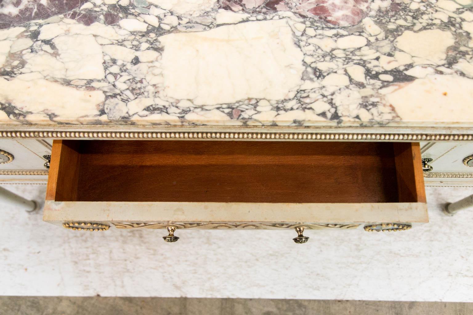 Marbre Table console anglaise à plateau en marbre en vente