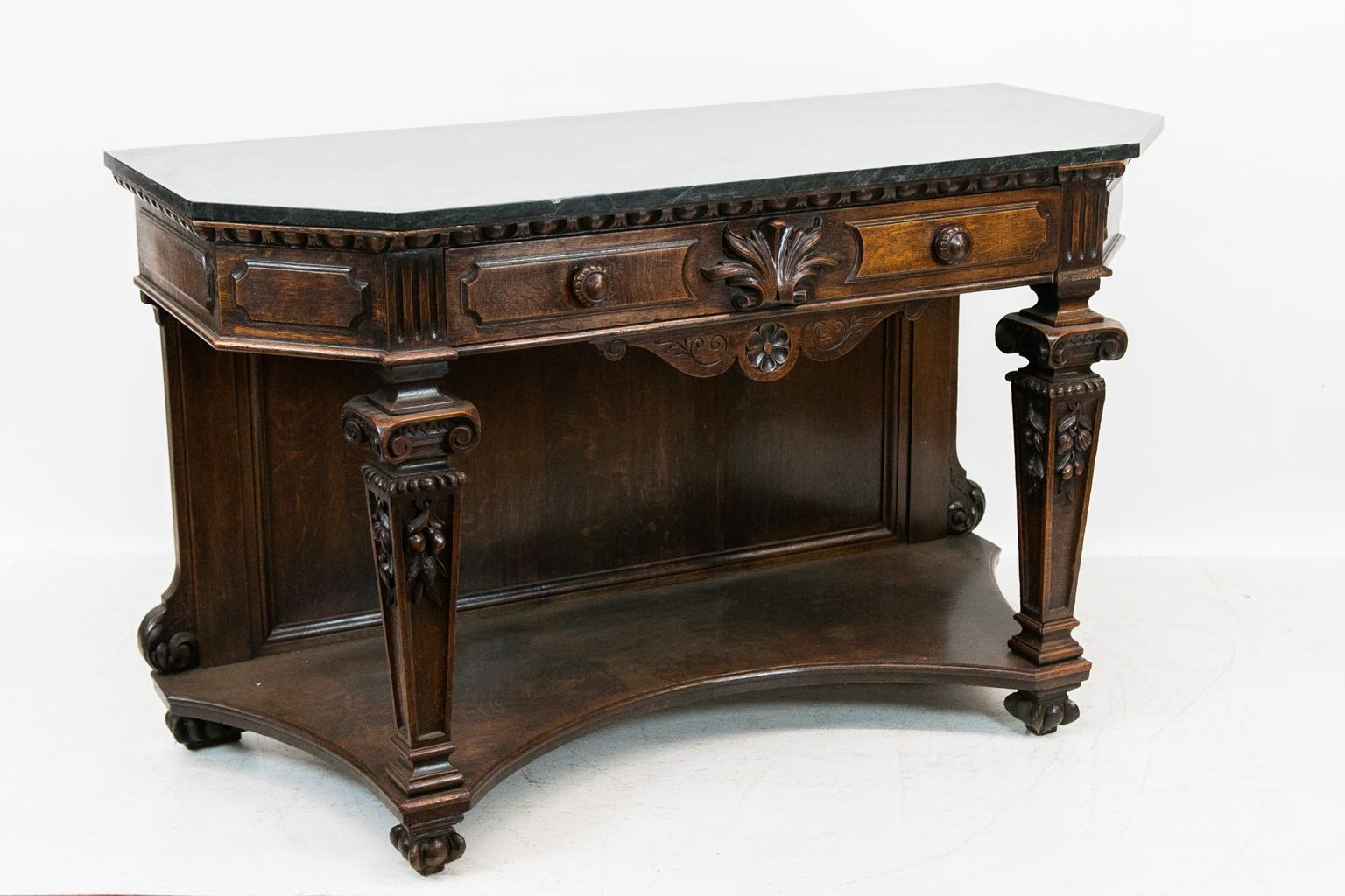 English Marble Top Console Table In Good Condition In Wilson, NC