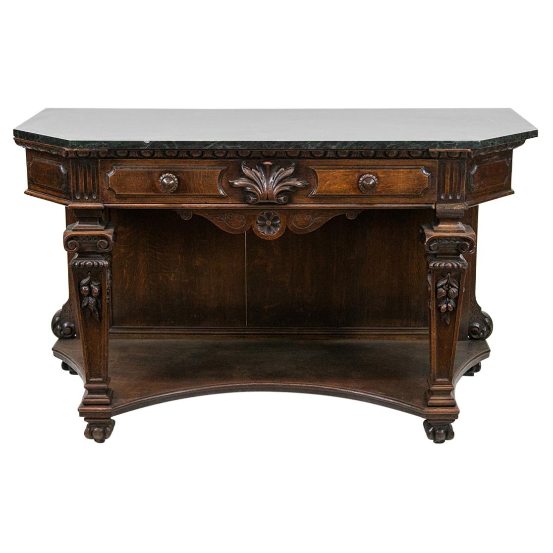 English Marble Top Console Table For Sale