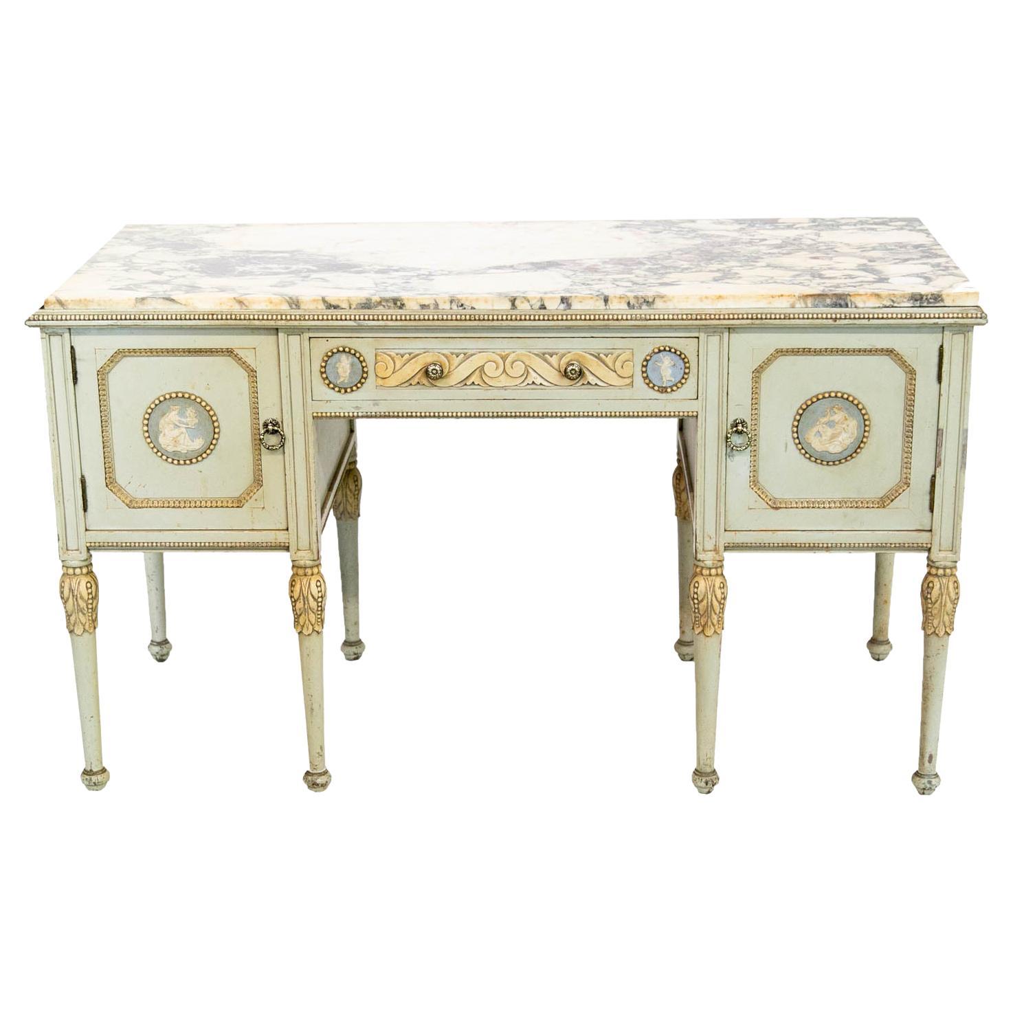 English Marble Top Console Table