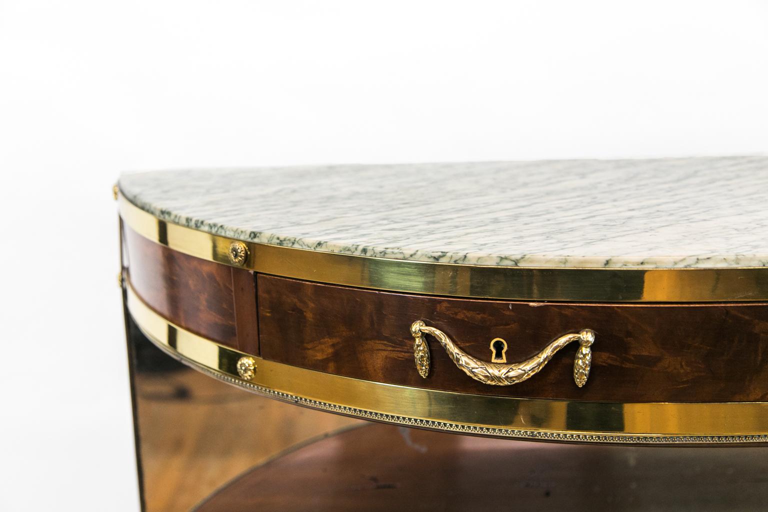 Inlay  English Marble Top Demi Lune Server