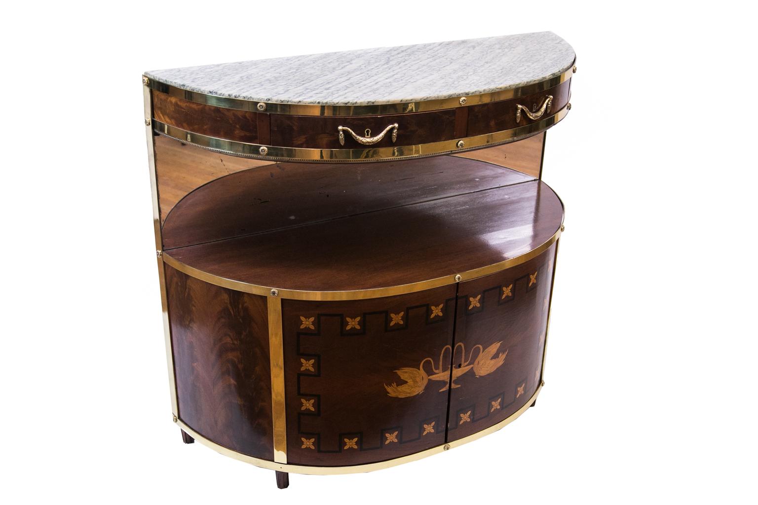  English Marble Top Demi Lune Server 2