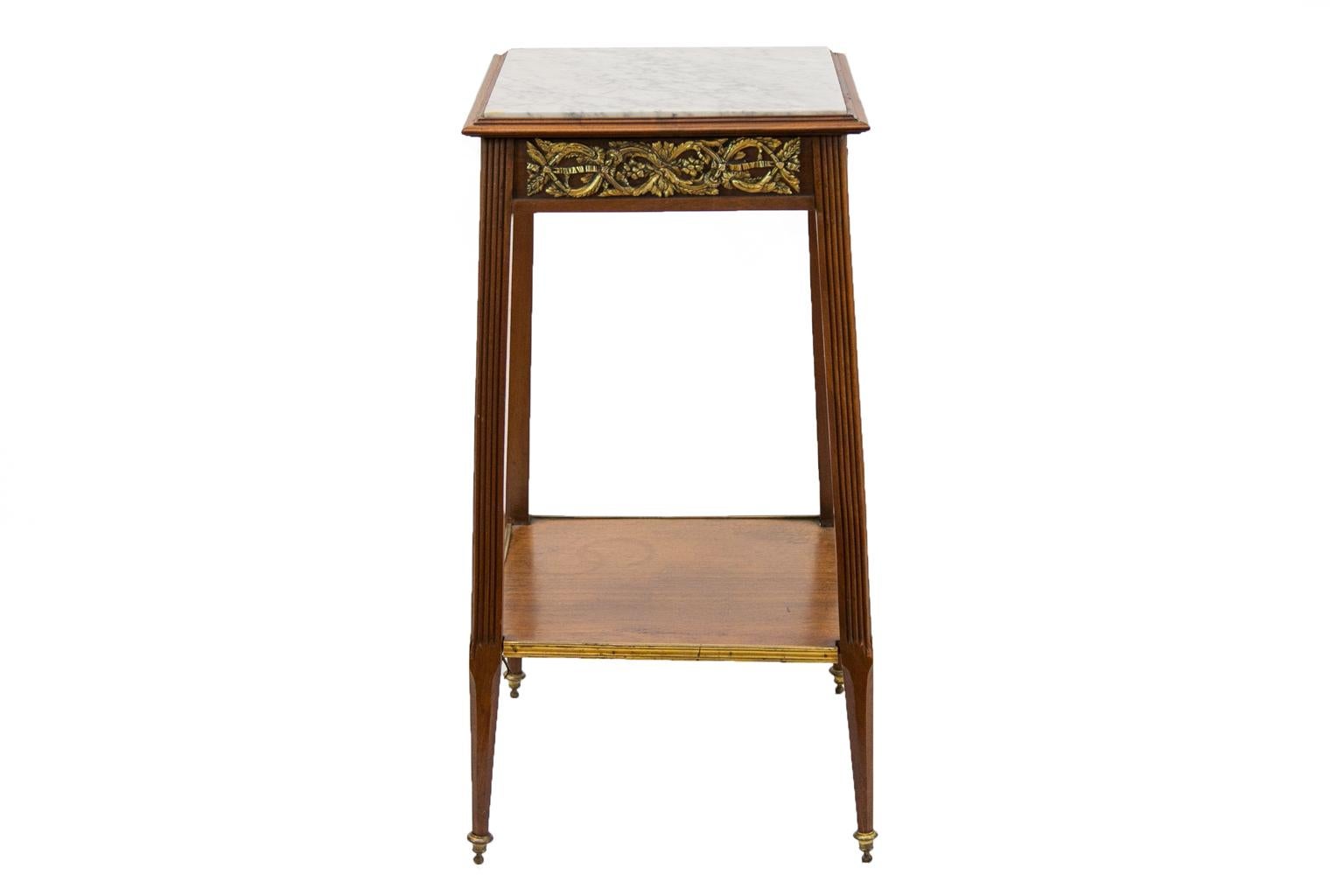 Early 20th Century English Marble-Top Double Tiered Stand For Sale