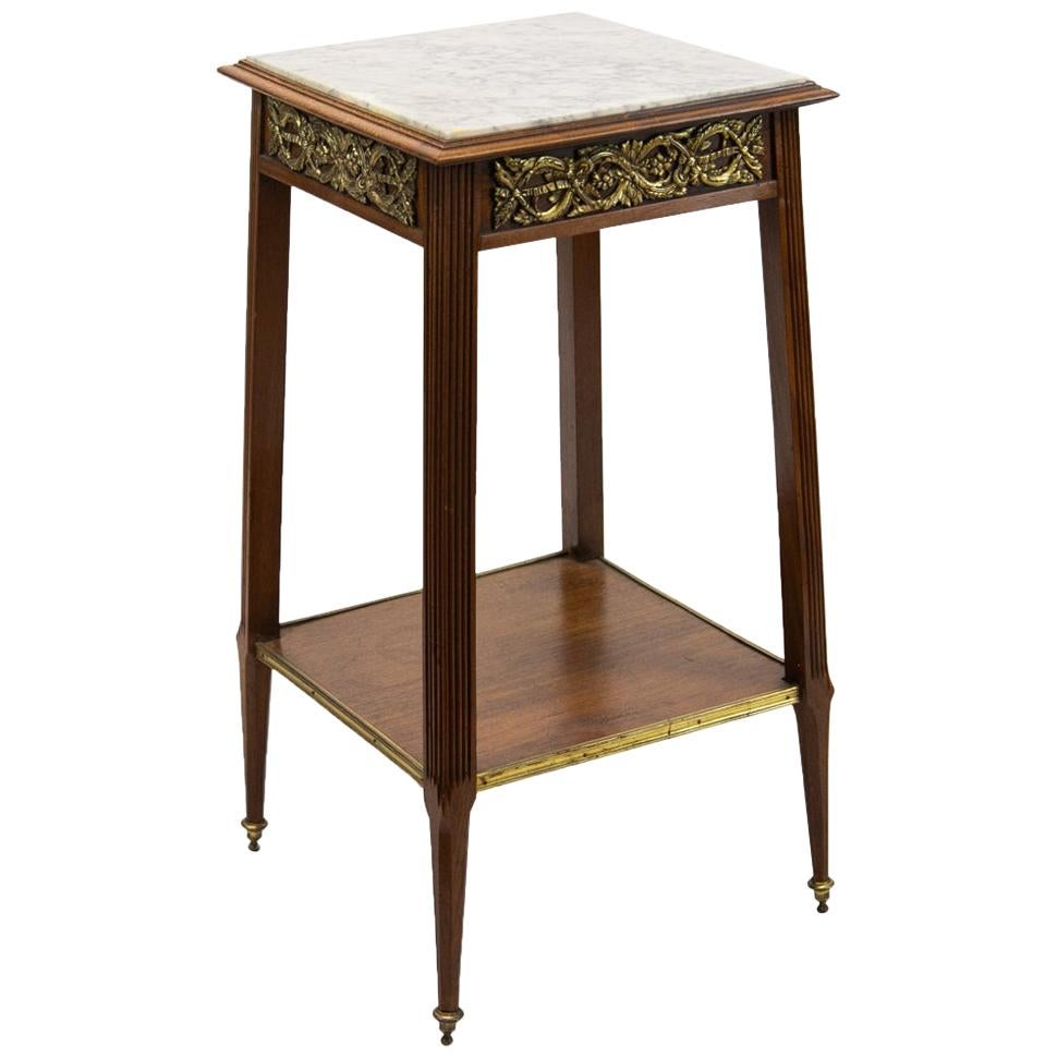 English Marble-Top Double Tiered Stand