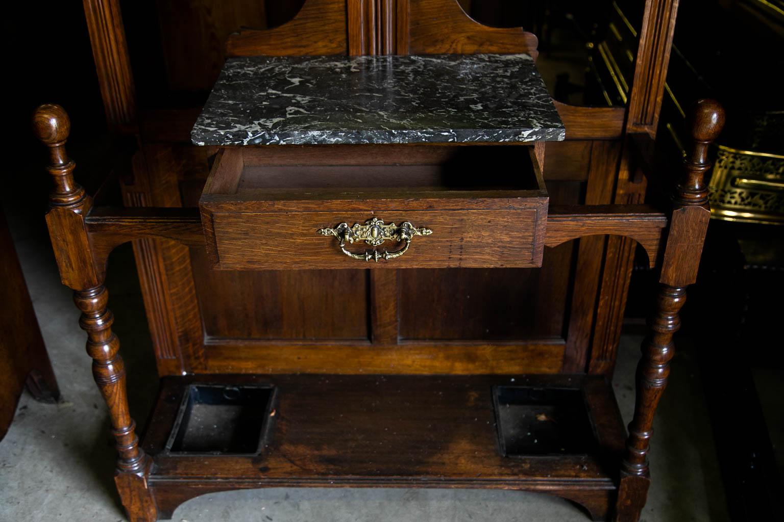 hall tree with mirror and marble top