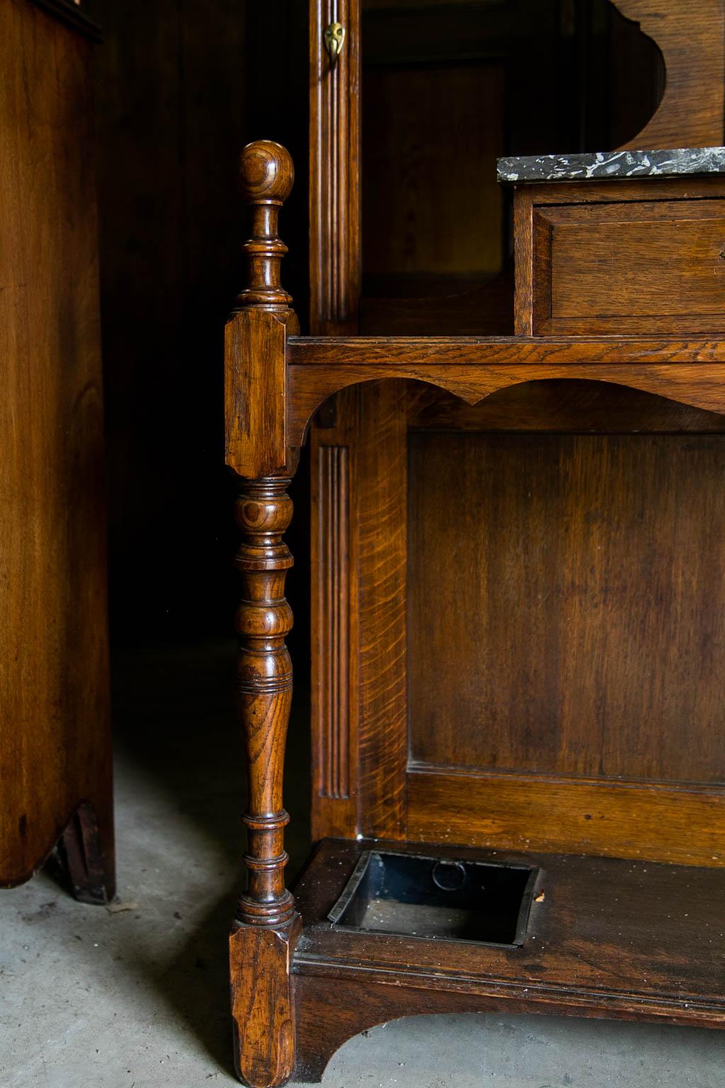 Late 19th Century English Marble Top Hall Tree