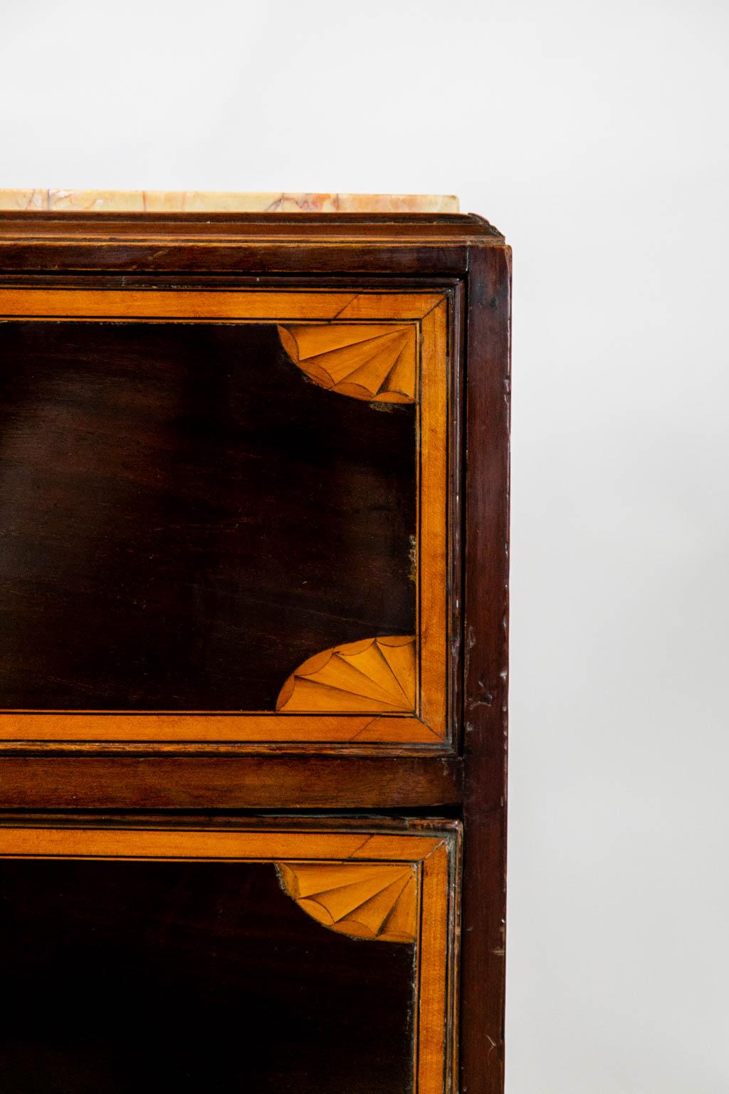 Late 18th Century English Marble Top Inlaid Chest For Sale