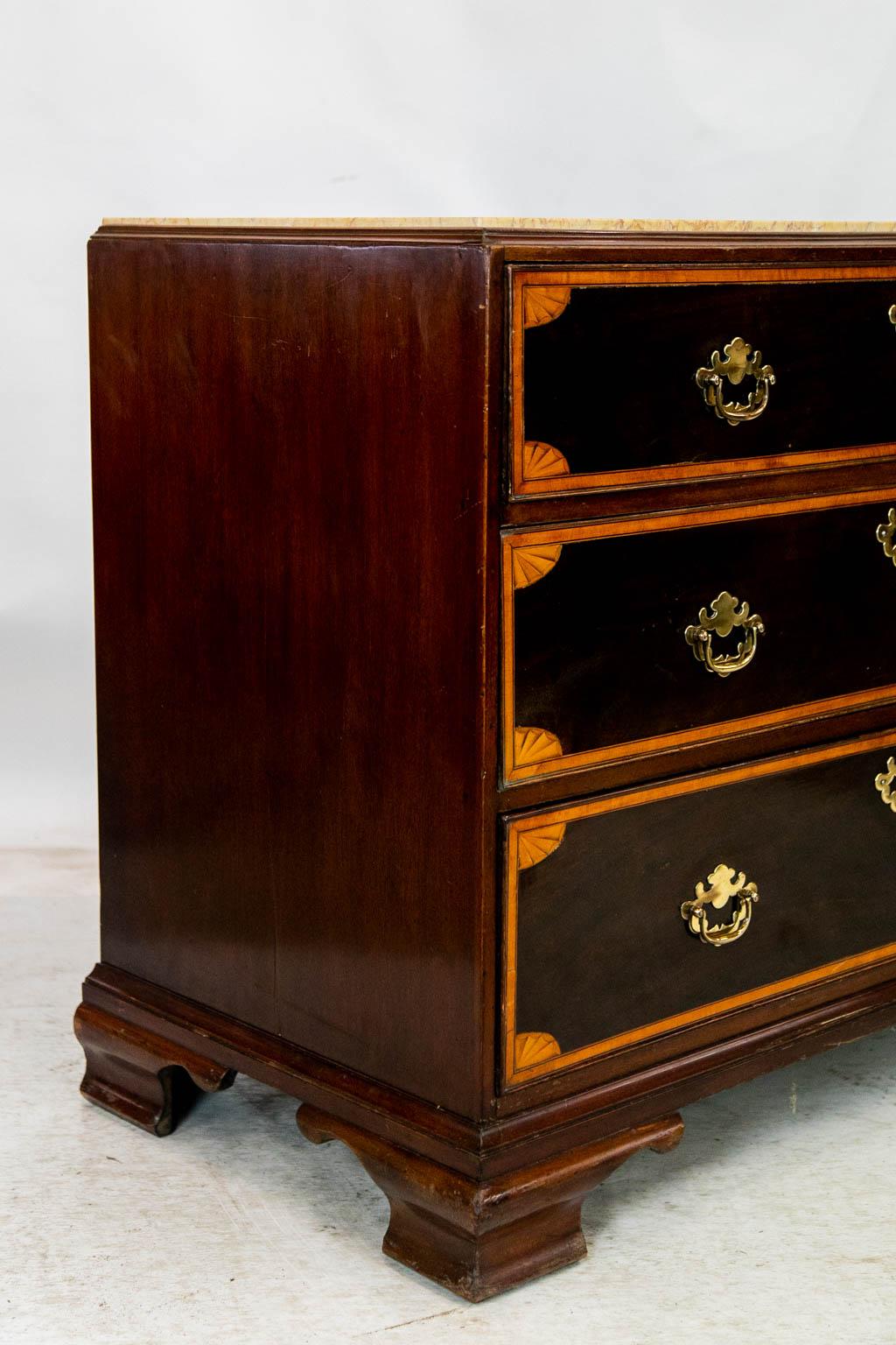 English Marble Top Inlaid Chest For Sale 2