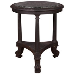 Antique English Marble-Top Lamp Table