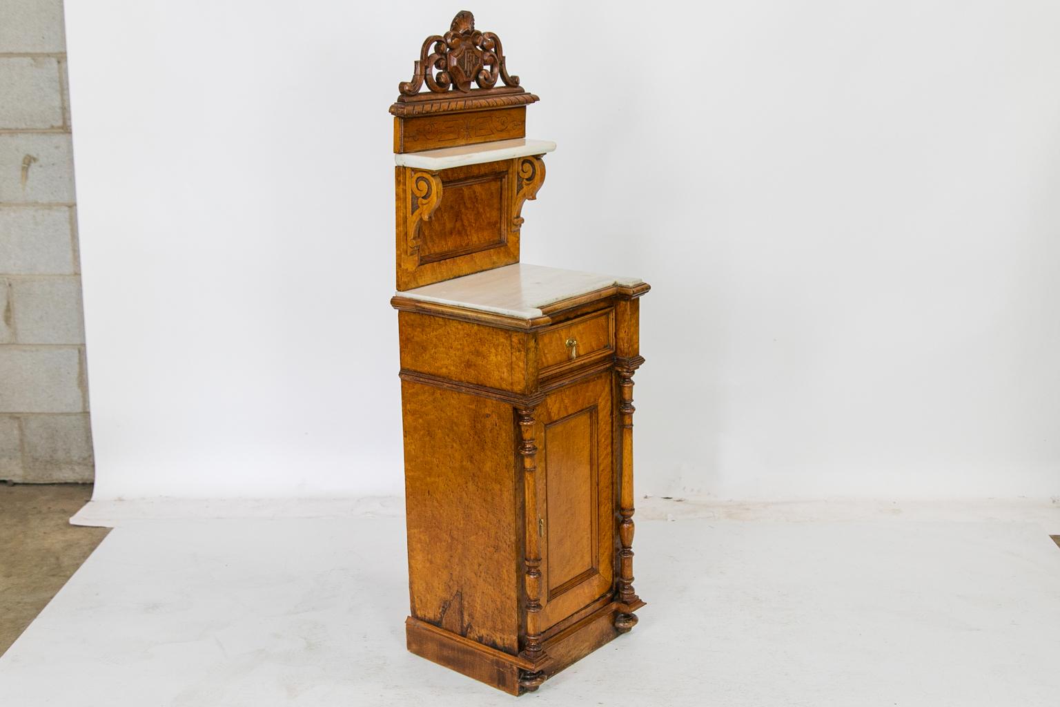 English Marble Top Nightstand Cabinet 2