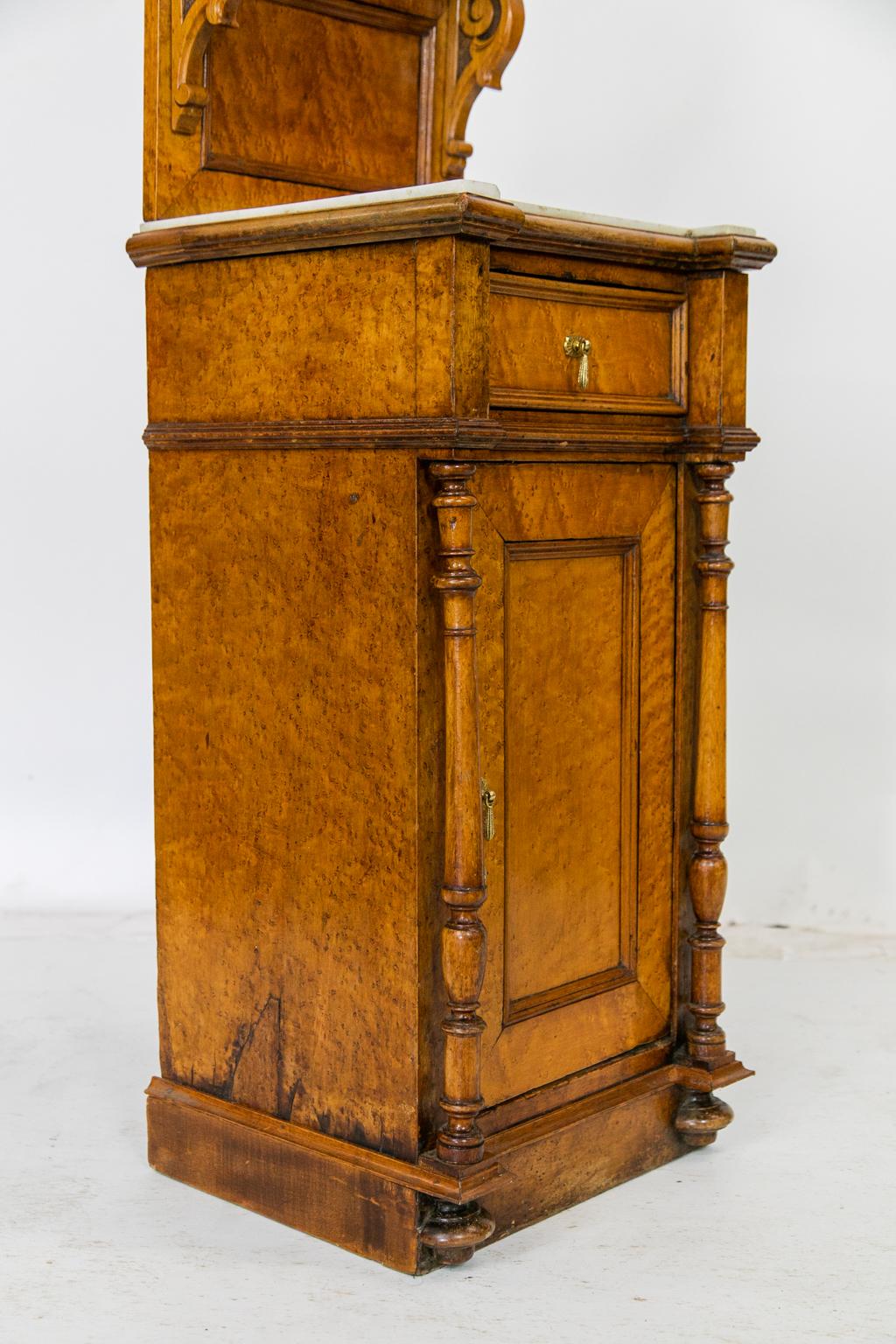English Marble Top Nightstand Cabinet For Sale 3