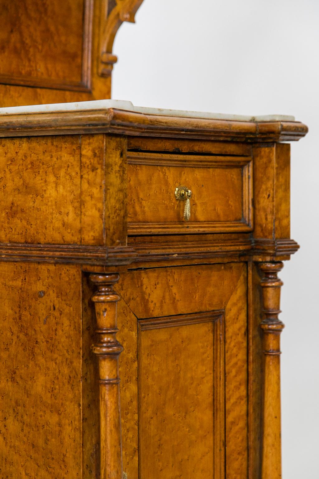 English Marble Top Nightstand Cabinet 4
