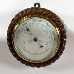 English Marine Barometer with Rope Carved Case