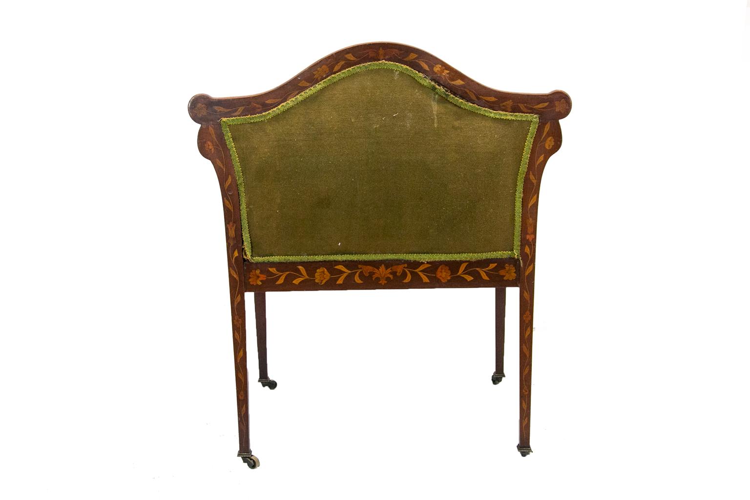 Fabric English Marquetry Bench For Sale