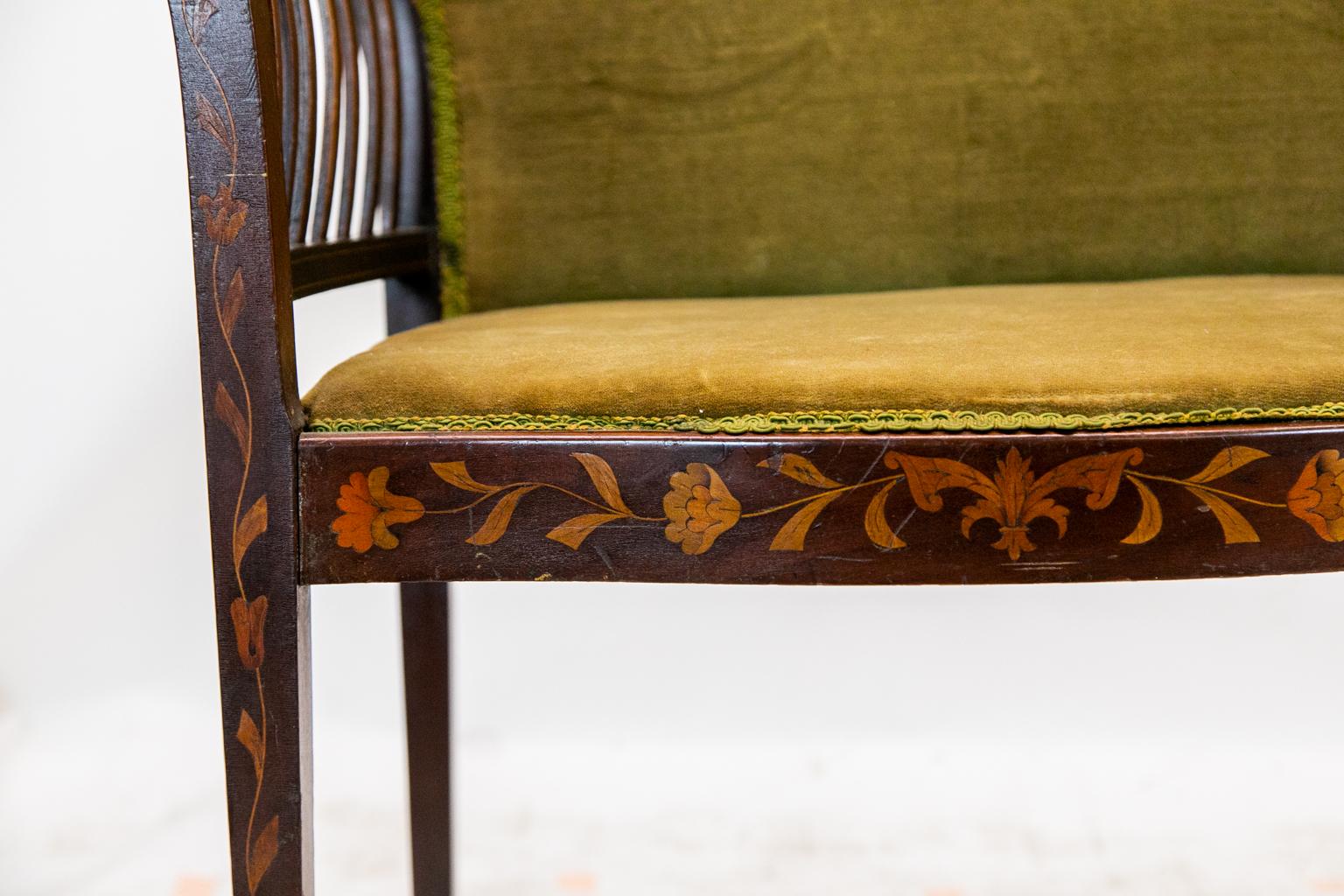 English Marquetry Bench For Sale 3