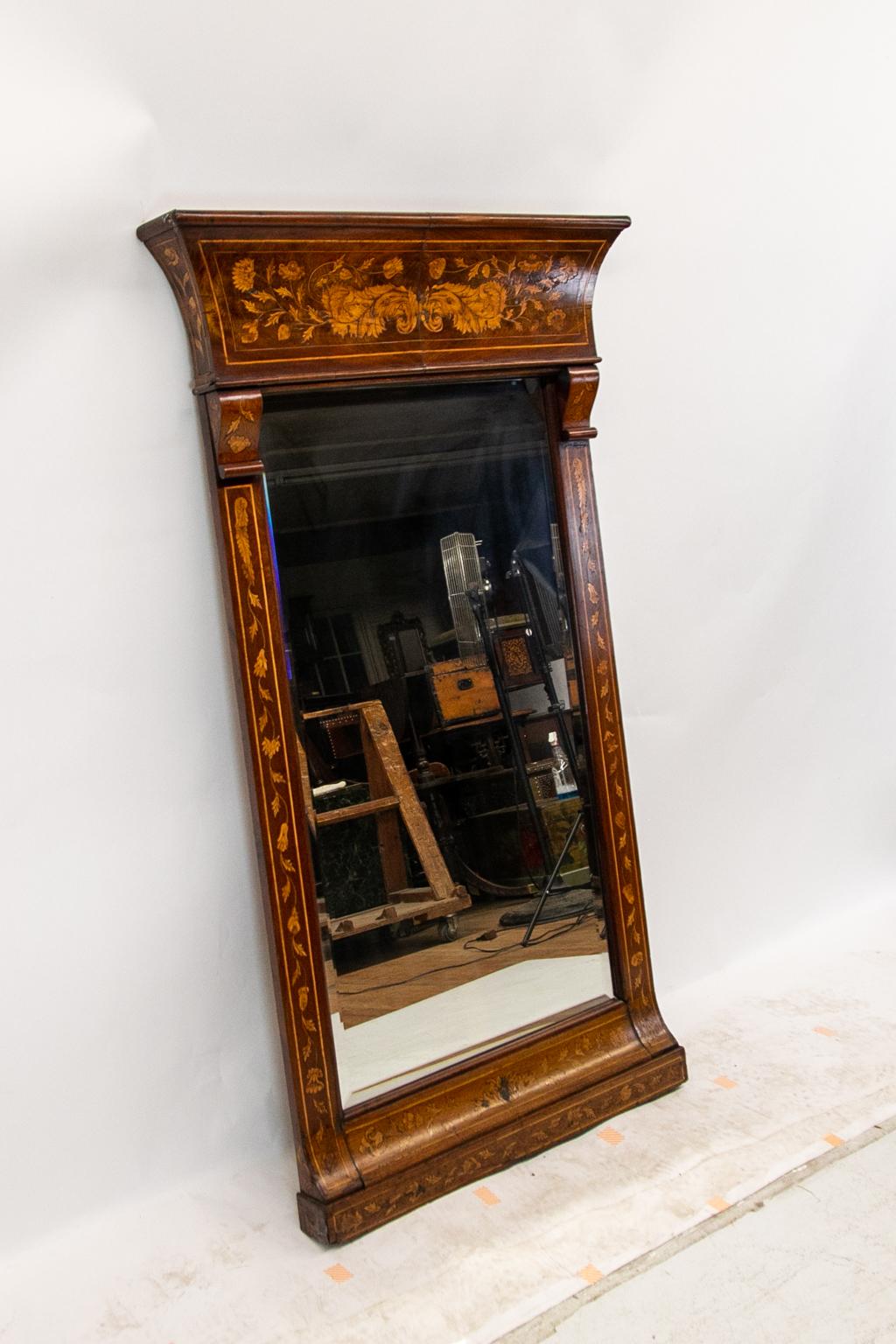 Inlay English Marquetry Mirror For Sale