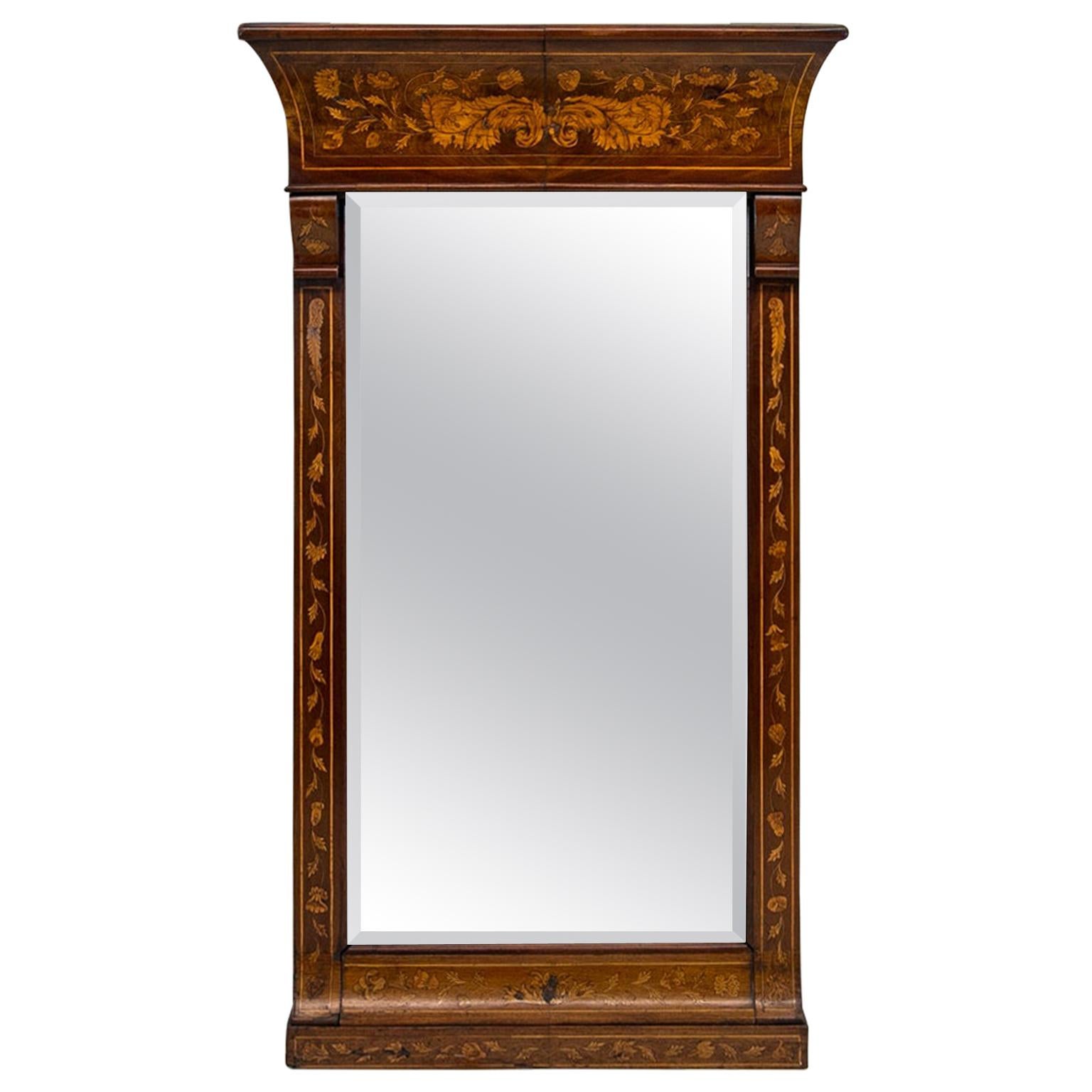 English Marquetry Mirror For Sale