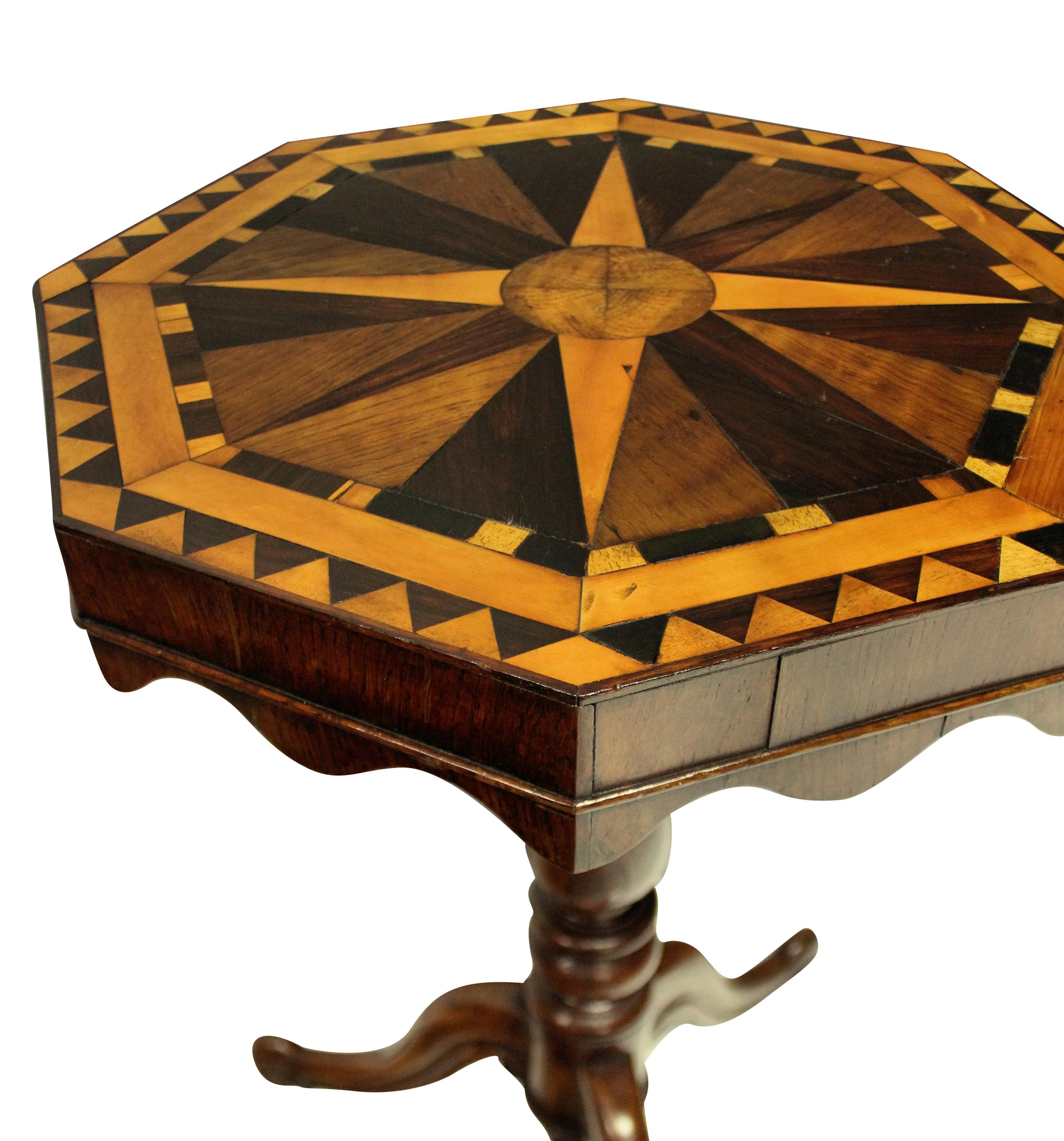 Elm English Marquetry Side Table