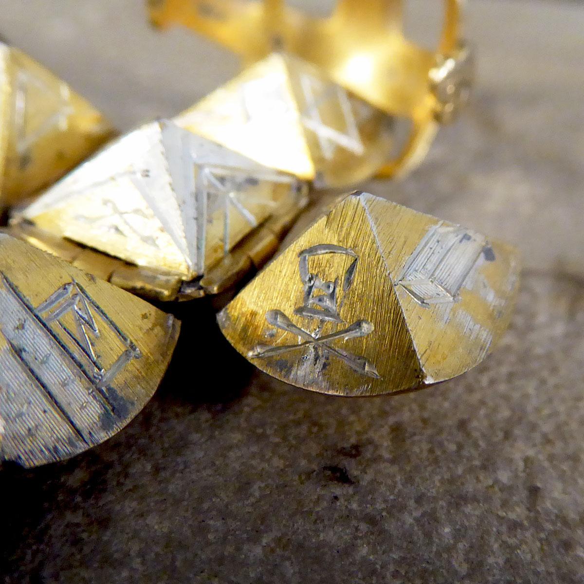 Retro English Masonic Folding Orb Pendant in Silver and 9ct Gold