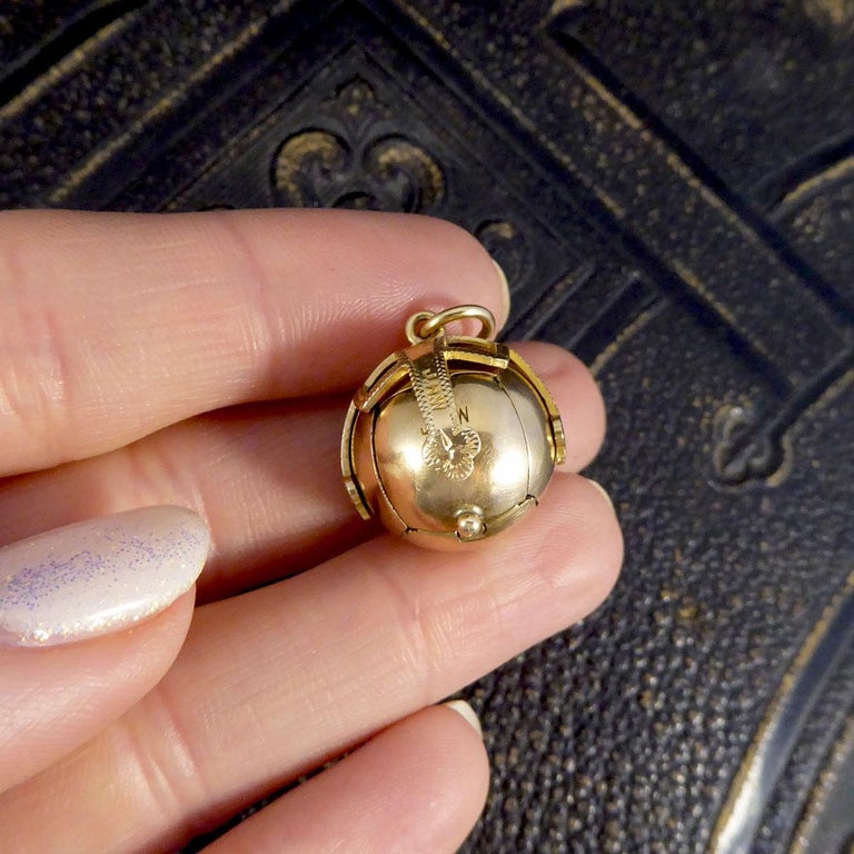 Englisch Freimaurer Folding Orb Anhänger in Silber und 9ct Gold im