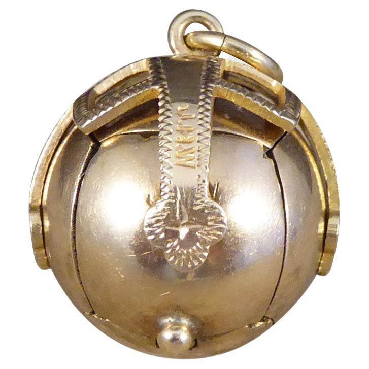 English Masonic Folding Orb Pendant in Silver and 9ct Gold