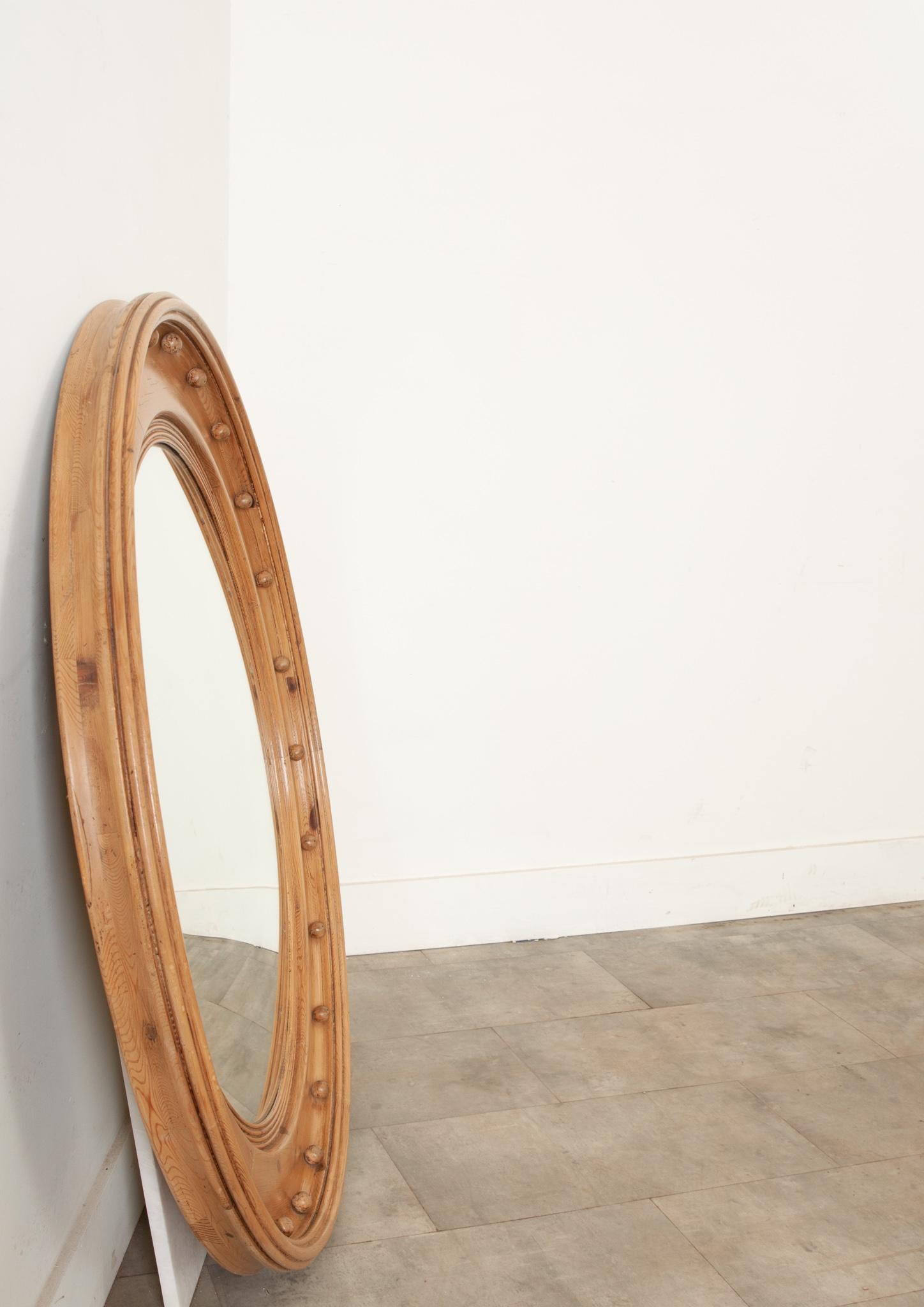 English Massive Pine Bullseye Convex Mirror 4