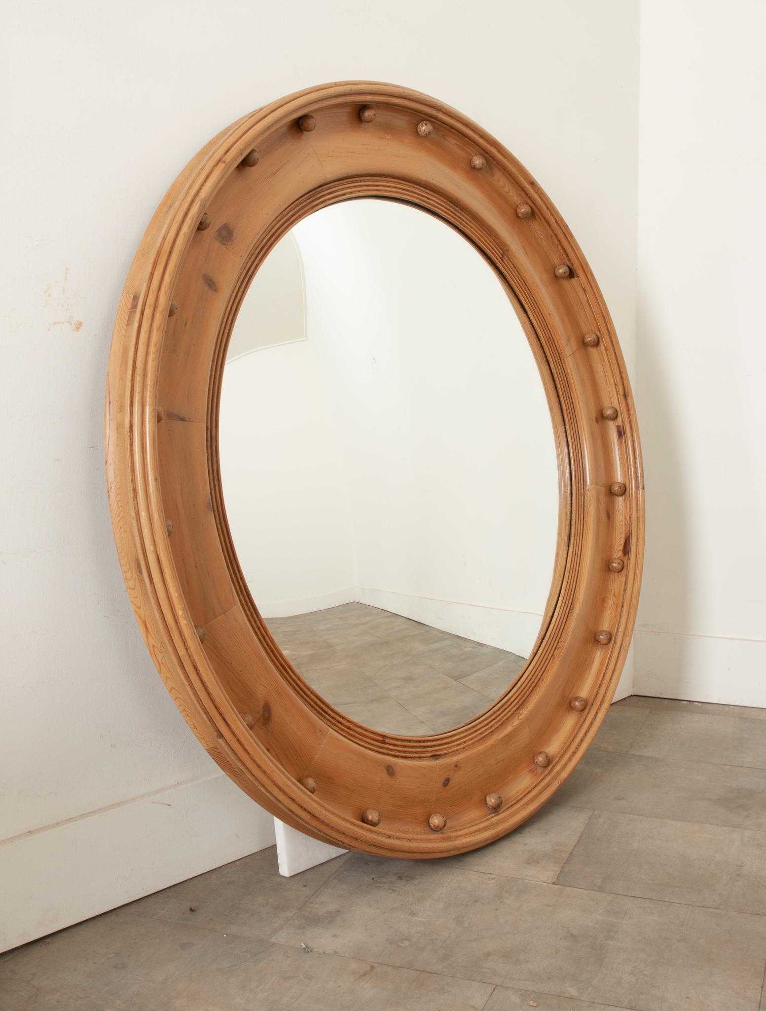 English Massive Pine Bullseye Convex Mirror 5