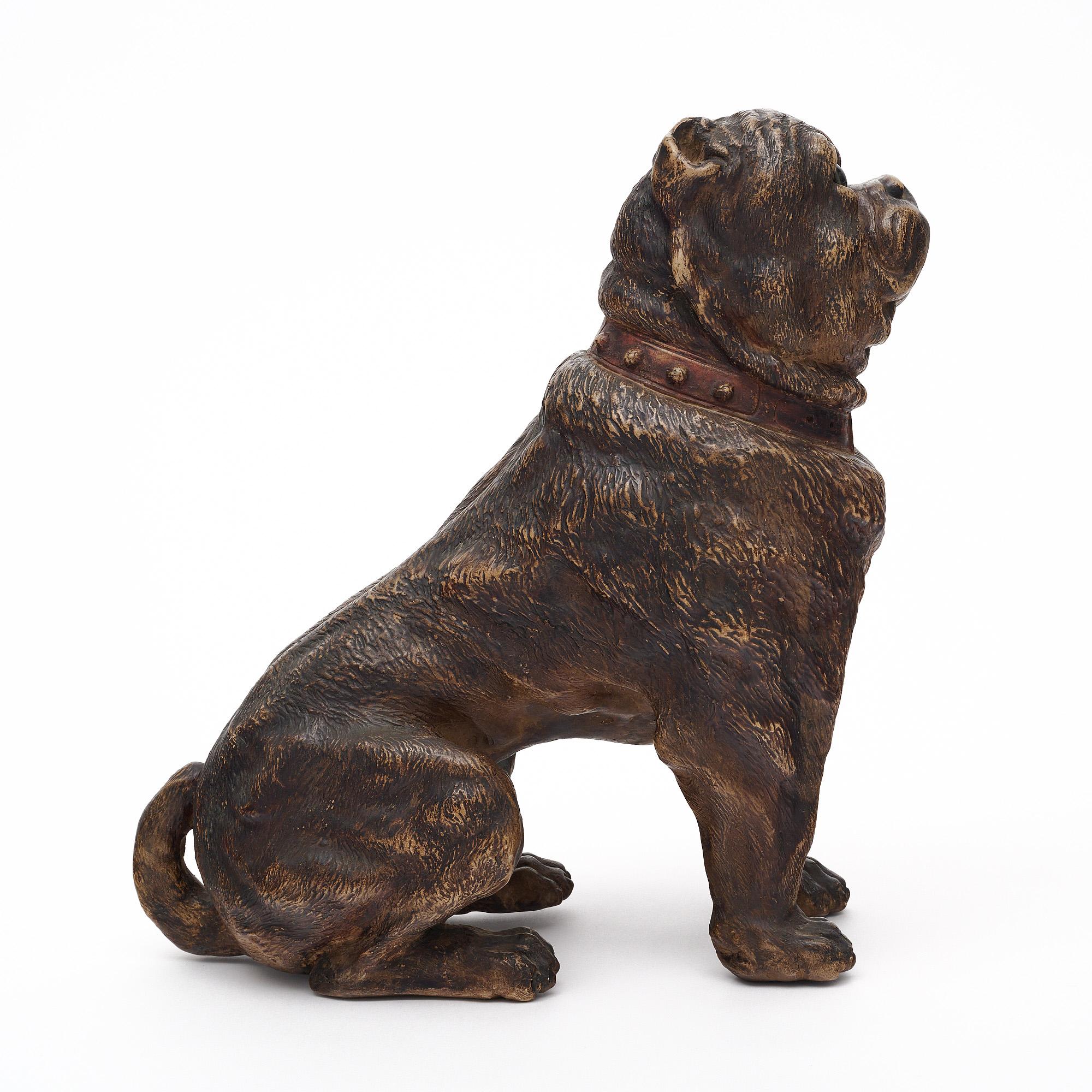 Englische polychrome englische Mastiff-Skulptur im Zustand „Gut“ im Angebot in Austin, TX