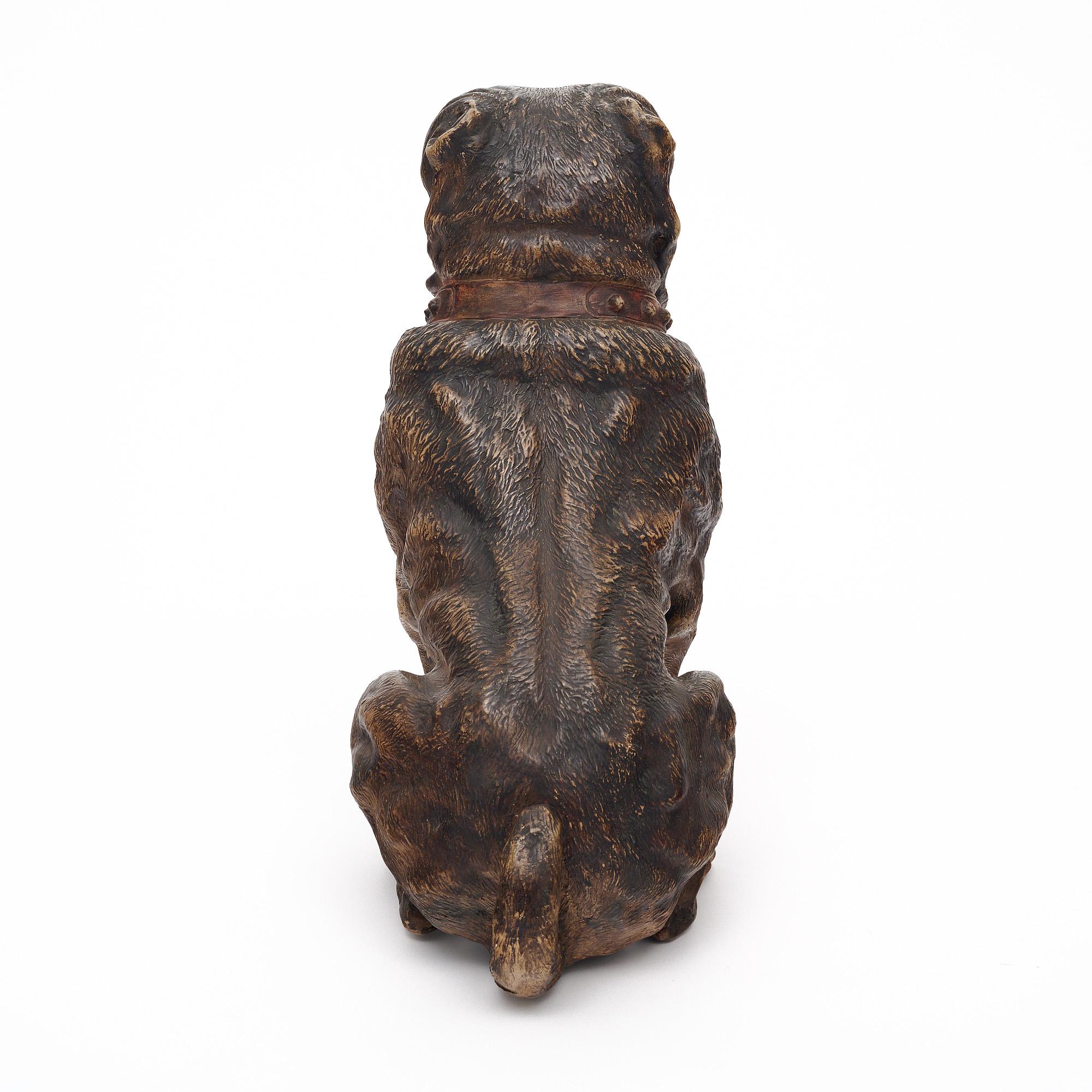 Englische polychrome englische Mastiff-Skulptur (Terrakotta) im Angebot