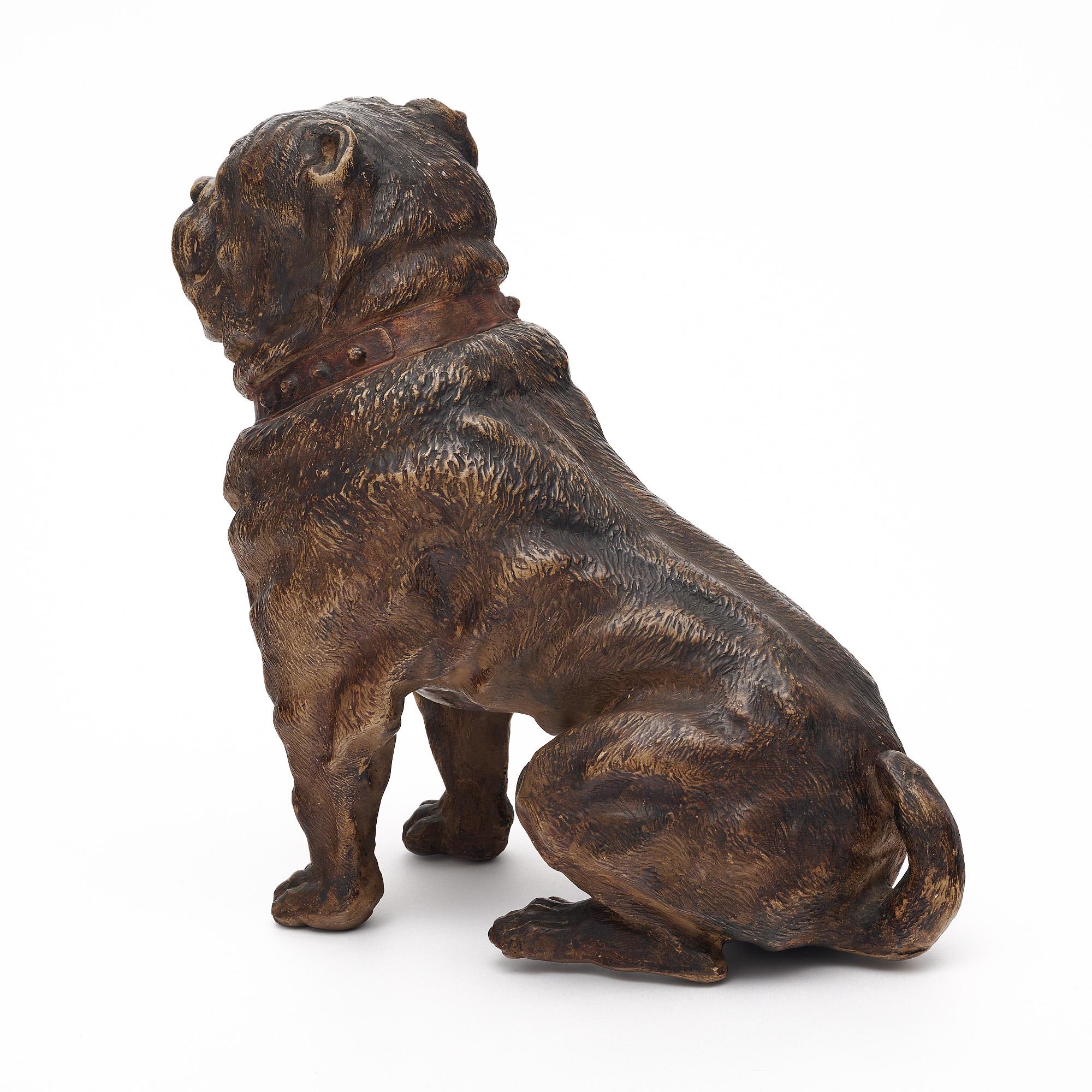 Englische polychrome englische Mastiff-Skulptur im Angebot 1