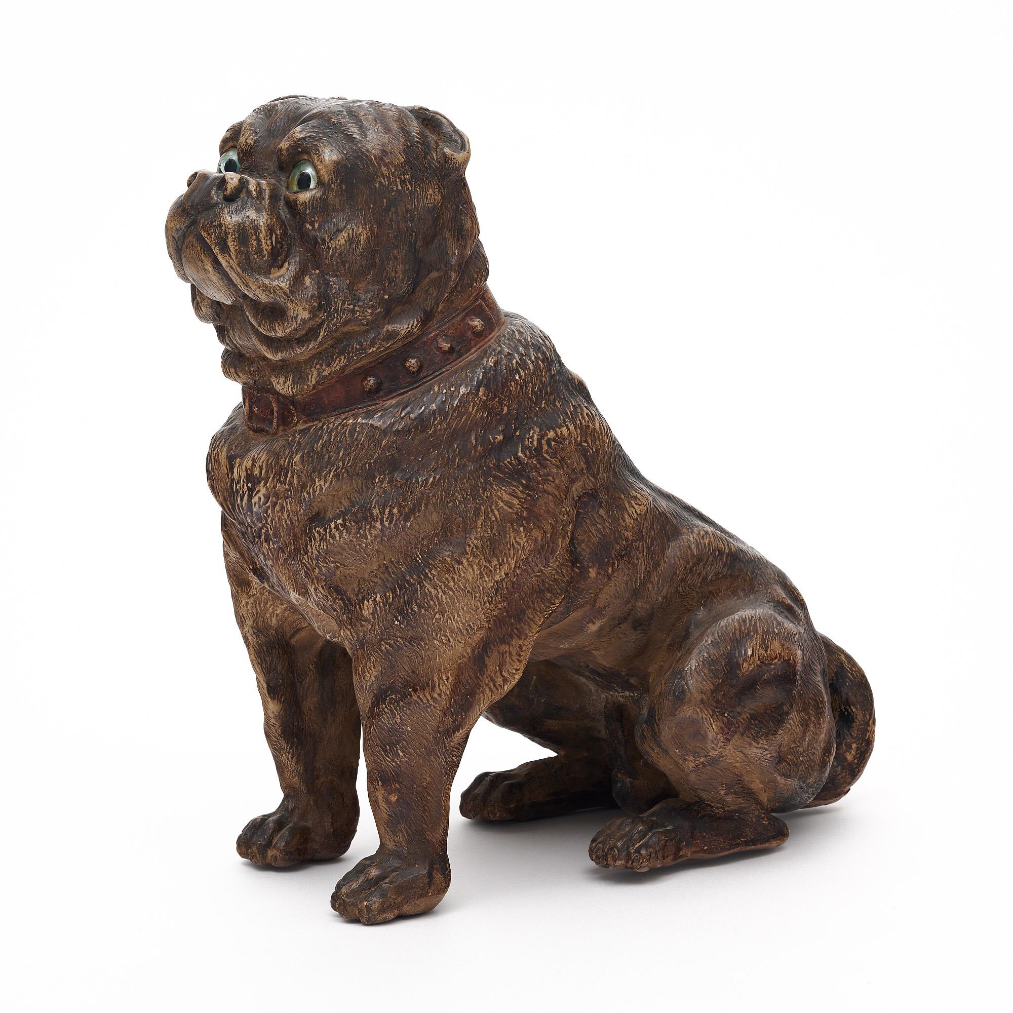 Englische polychrome englische Mastiff-Skulptur im Angebot 3