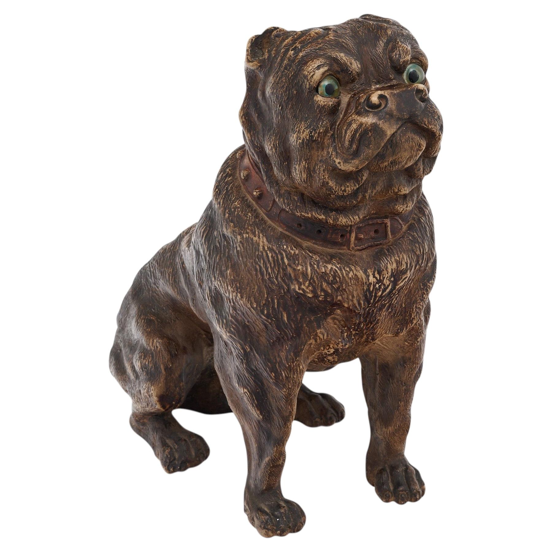 English Mastiff Terracotta Sculpture, Goldsheider Style, UK, 1880